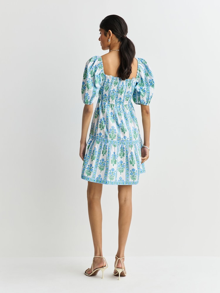 Pink City Prints Blue Jodhpur Mini Dress - Image 2 of 9 Pink City Prints Blue Jodhpur Mini Dress - Image 2 of 9