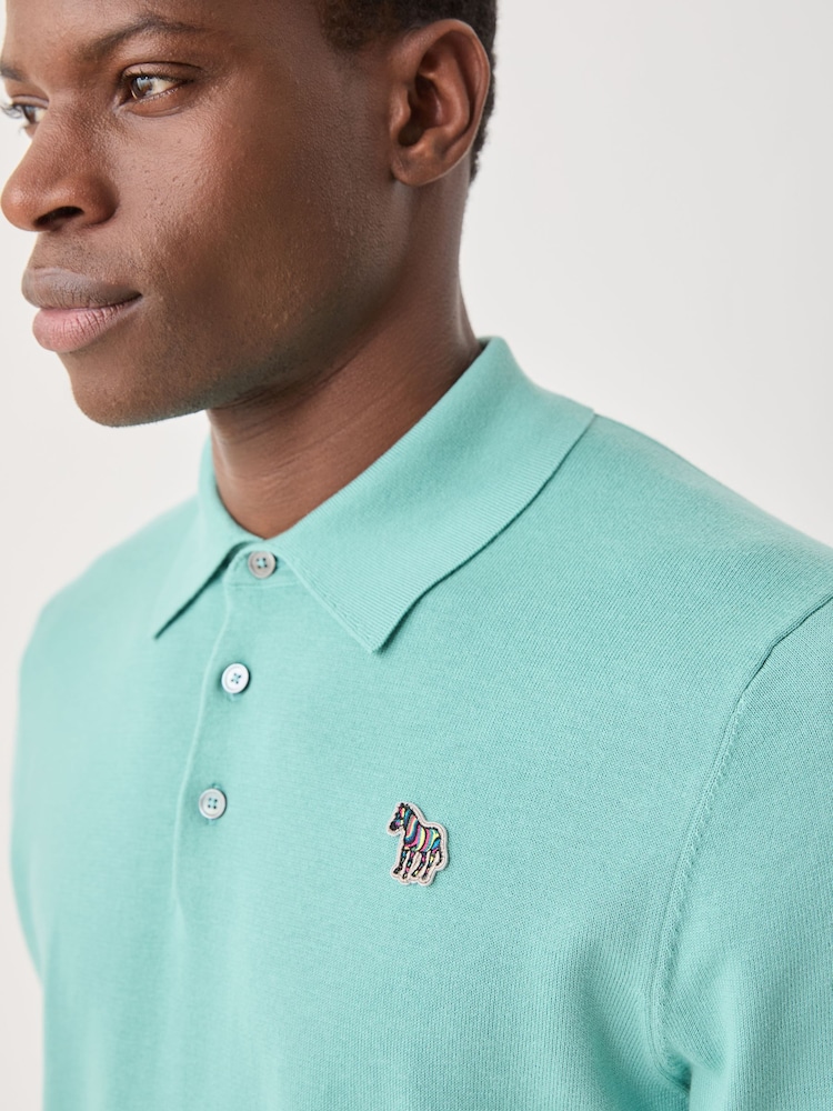 PS Paul Smith Green Knit Zebra Logo Polo Shirt - Image 4 of 4