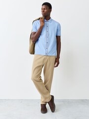 PS Paul Smith Blue Jersey Tipped Button Through Shirt - Image 2 of 5