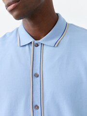 PS Paul Smith Blue Jersey Tipped Button Through Shirt - Image 4 of 5