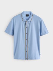 PS Paul Smith Blue Jersey Tipped Button Through Shirt - Image 5 of 5