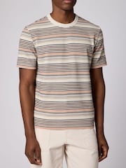 PS Paul Smith Cream Signature Stripe Waffle Texture T-Shirt - Image 1 of 2