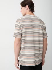 PS Paul Smith T-Shirt mit Waffelstruktur und charakteristischen Streifen - Bild 3 von 4