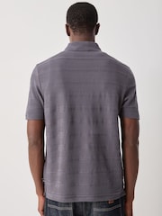 PS Paul Smith Grey Textured Zip Neck Polo Shirt - Image 3 of 4