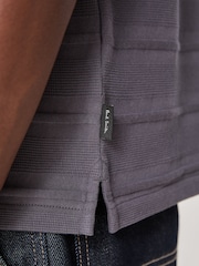 PS Paul Smith Grey Textured Zip Neck Polo Shirt - Image 4 of 4