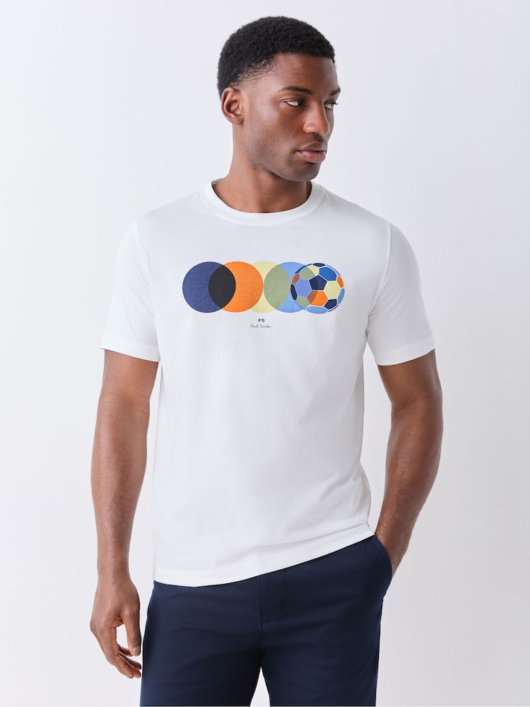 PS Paul Smith White Football Graphic T-Shirt - Image 1 of 6