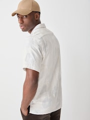 PS Paul Smith White Floral Jacquard Short Sleeve Revere Collar Shirt - Image 3 of 9