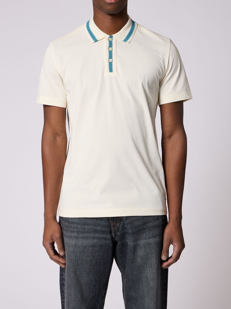 PS Paul Smith Cream Tipped Collar Polo Shirt - Image 1 of 3 PS Paul Smith Cream Tipped Collar Polo Shirt - Image 1 of 3