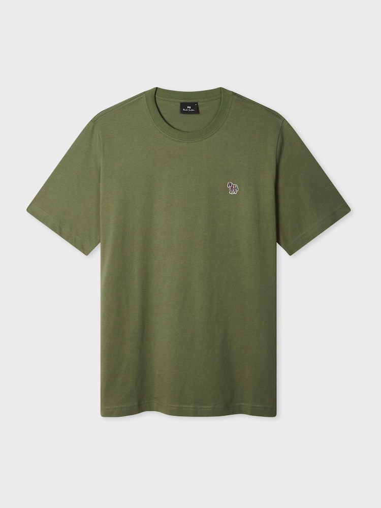 PS Paul Smith Military Green Zebra Logo Cotton T-Shirt - Image 1 of 2