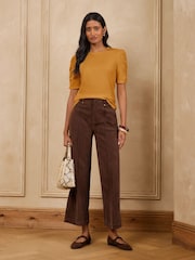 Love & Roses Ochre Yellow Shrimp Sleeve Jersey Top - Image 2 of 4