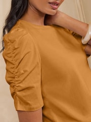 Love & Roses Ochre Yellow Shrimp Sleeve Jersey Top - Image 4 of 4