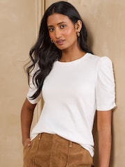 Love & Roses Ivory Shrimp Sleeve Jersey Top - Image 1 of 4