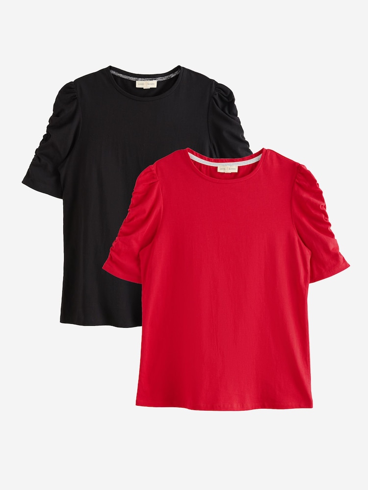 Love & Roses X2 Black and Red Shrimp Sleeve Jersey Top - Image 1 of 7