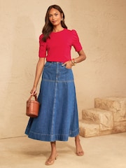 Love & Roses X2 Black and Red Shrimp Sleeve Jersey Top - Image 4 of 7