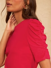Love & Roses X2 Black and Red Shrimp Sleeve Jersey Top - Image 5 of 7