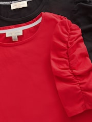 Love & Roses X2 Black and Red Shrimp Sleeve Jersey Top - Image 7 of 7