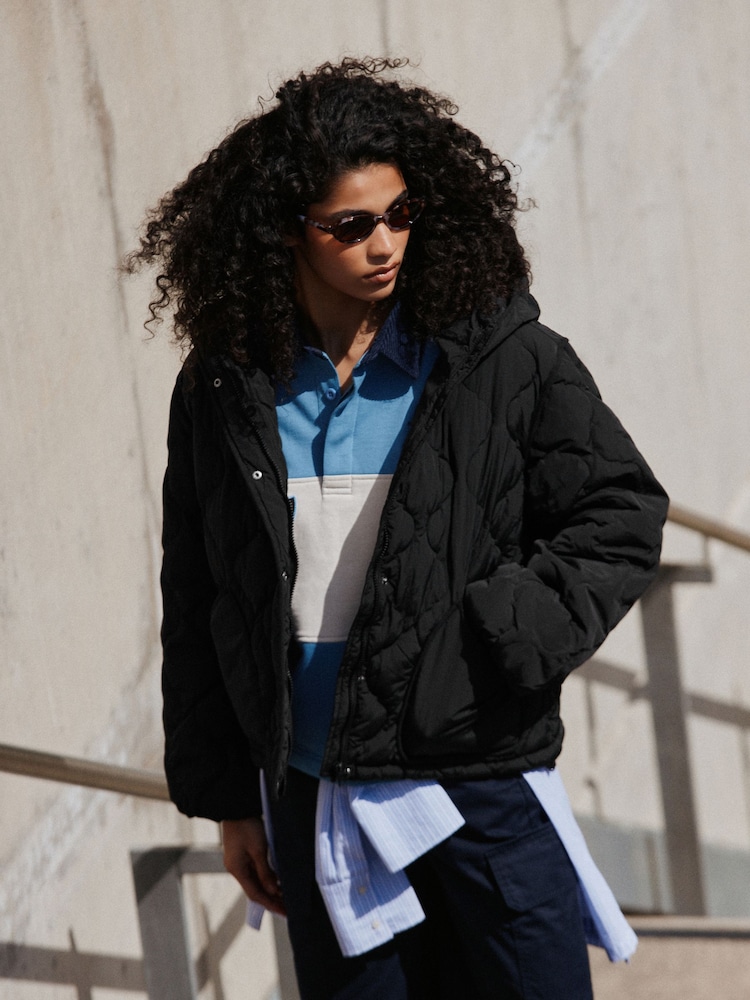 Black Lightweight Quilted Jacket - Image 1 of 8 Black Lightweight Quilted Jacket - Image 1 of 8