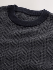 黑／灰 - Ultrasoft Herringbone Crew Neck Jumper - 圖片 7，共 8