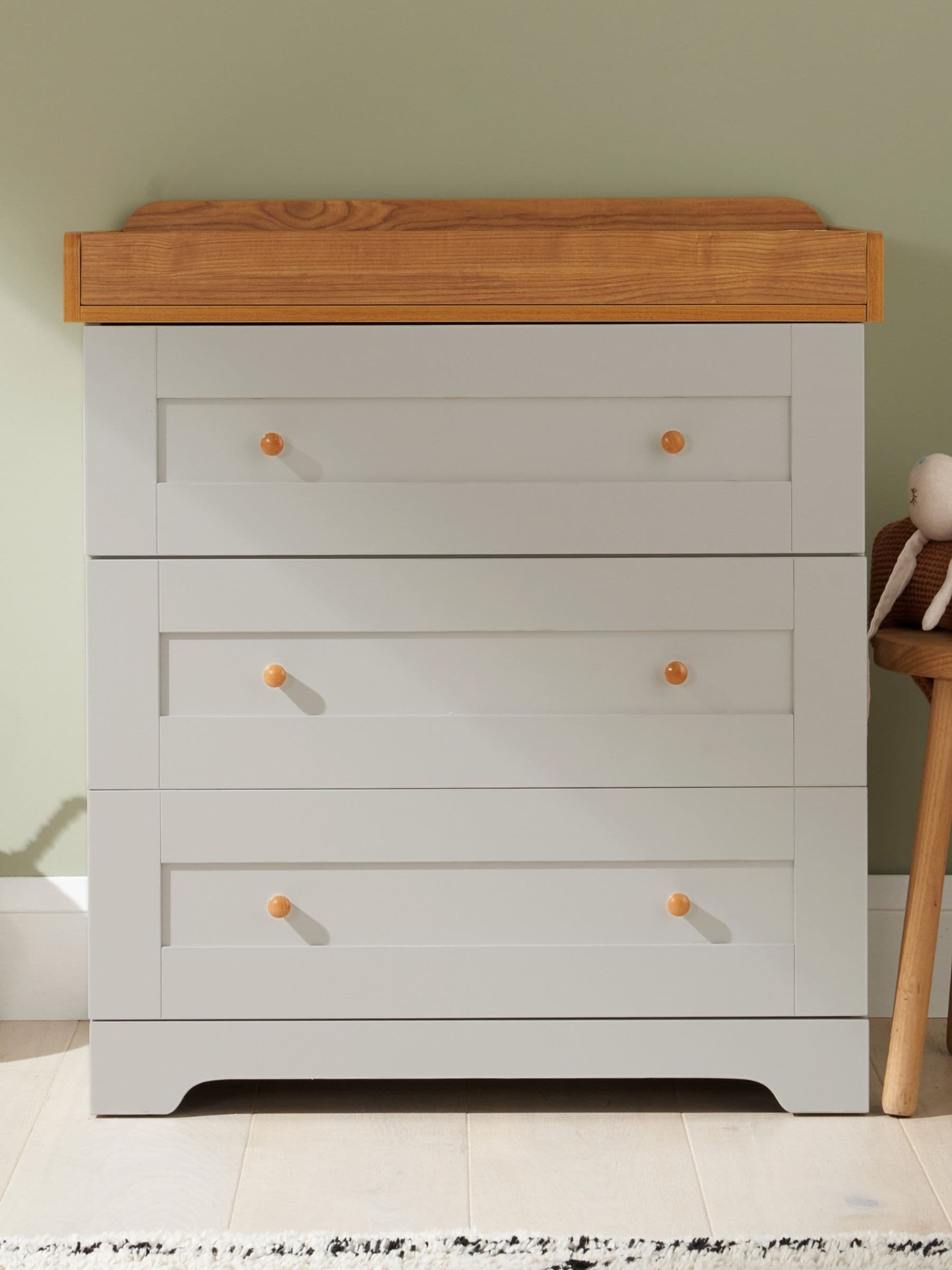 Tutti Bambini Unisex Dove Grey Oak Rio Nursery Chest Changer - Image 1