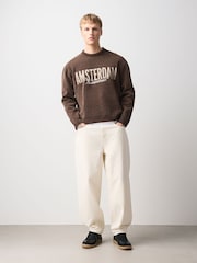Brown Graphic Chenille Crew Neck Jumper - Image 2 of 8