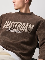 Brown Graphic Chenille Crew Neck Jumper - Image 4 of 8