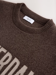 Brown Graphic Chenille Crew Neck Jumper - Image 7 of 8