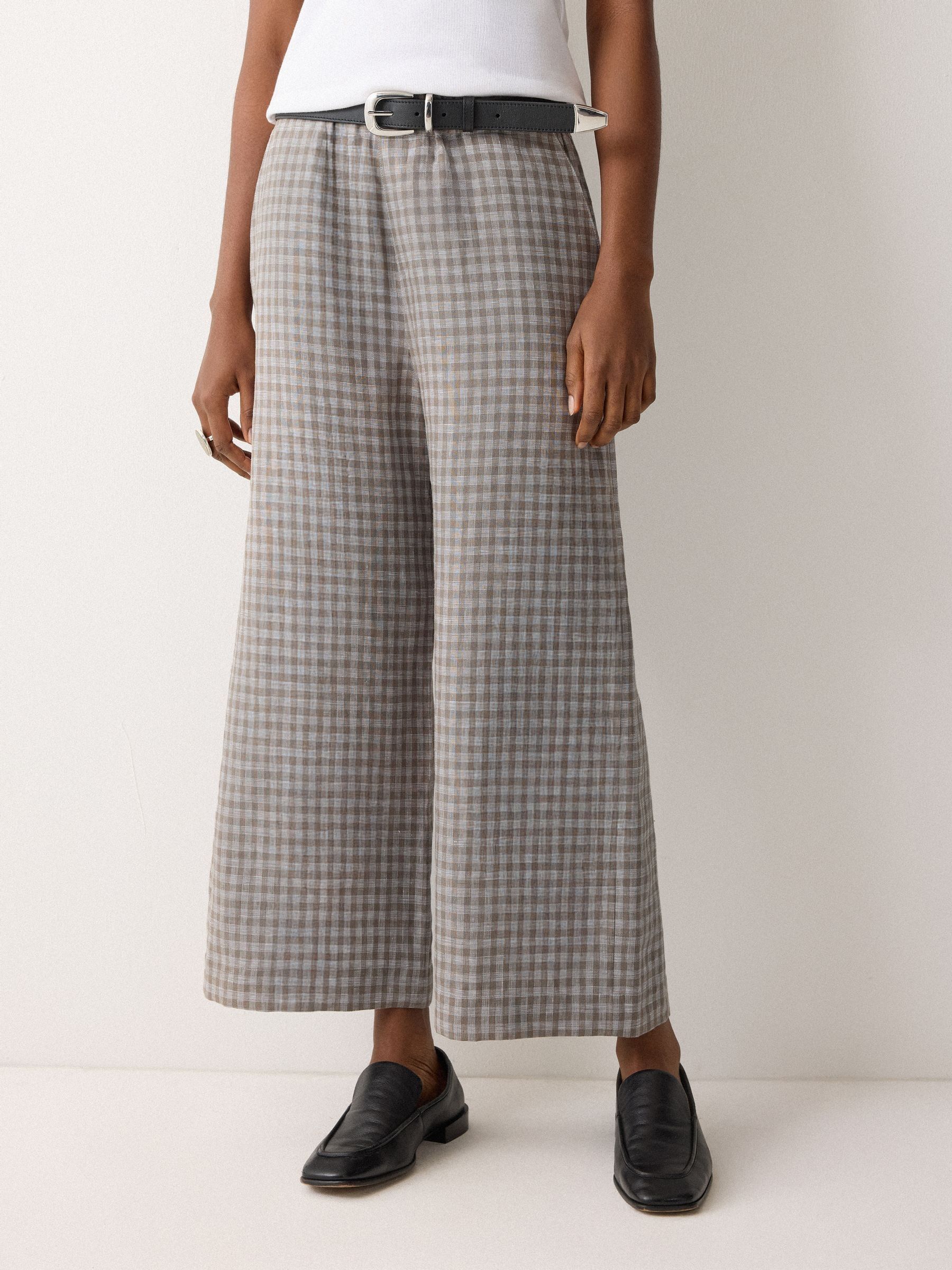 Buy Jigsaw Grey Mara Linen Checked Trousers from Next Czech Republic