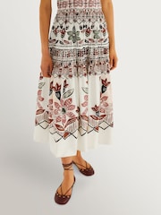 Farm Rio White Ainika Rustic Flowers Winter Short Sleeve Maxi Dress - Image 4 of 4