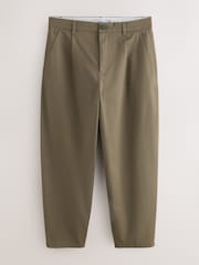 Qəhvəyi - Barrel Fit - Single Pleat Cotton Rich Stretch Chinos - 5şəkildən 1 şəkil