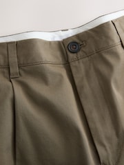Qəhvəyi - Barrel Fit - Single Pleat Cotton Rich Stretch Chinos - 5şəkildən 3 şəkil