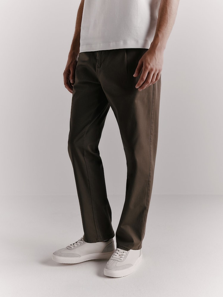 Brown Regular Tapered Fit Cotton Rich Stretch Chinos - Image 1 of 2 Brown Regular Tapered Fit Cotton Rich Stretch Chinos - Image 1 of 2