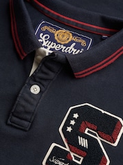 Superdry Blue Vintage Athletic Patch Polo Shirt - Image 6 of 6