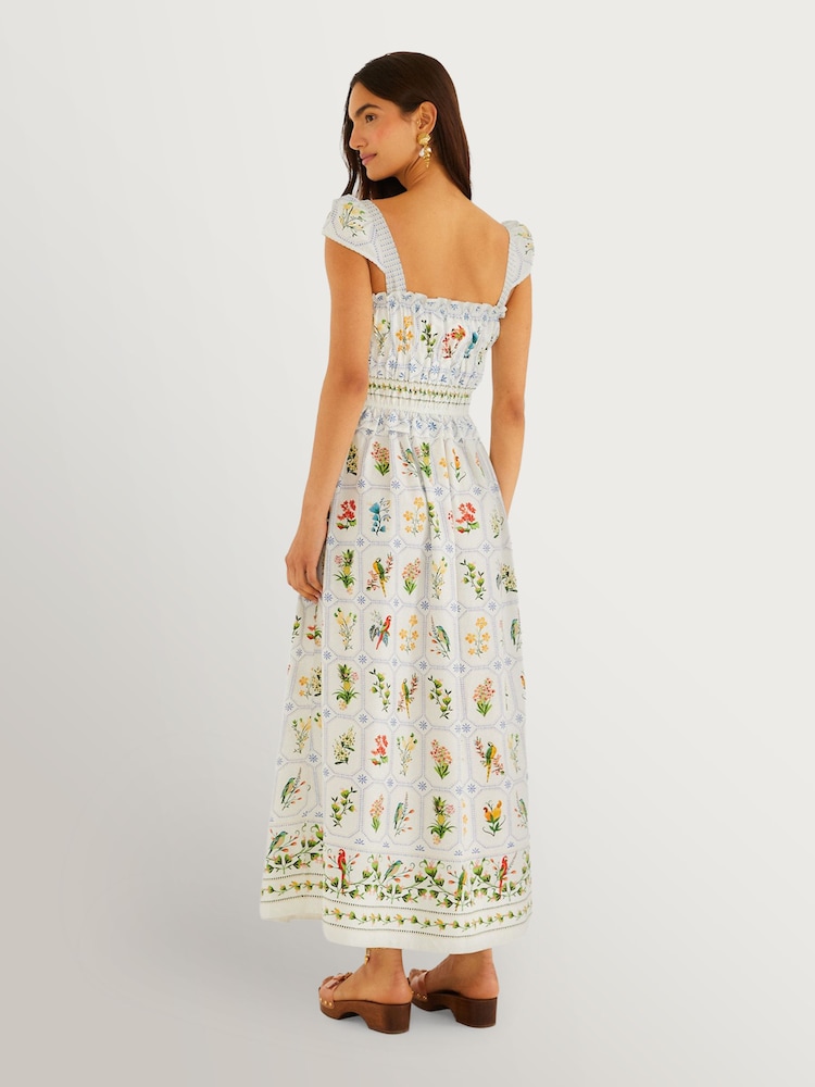 Farm Rio Tropical Porcelain Off-White Maxi Dress - Imagen 2 de 3