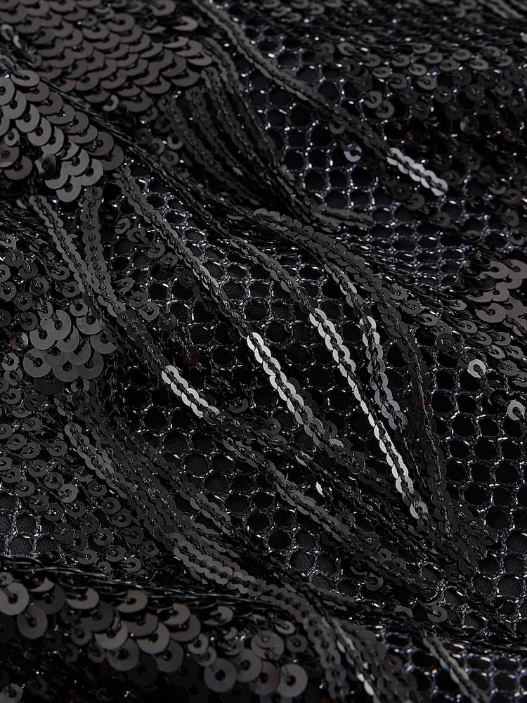 黑色 - Sequin Fringe Mini Skirt - 圖片 8，共 8