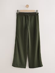 Khaki Green Wide Leg Jersey Joggers With Satin Side Stripe - Image 6 of 8