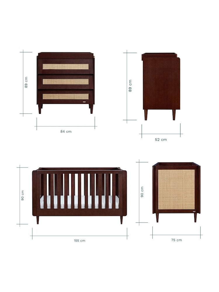Tutti Bambini Warm Walnut 2 Piece Japandi Nursery Furniture Set - Image 9 of 9