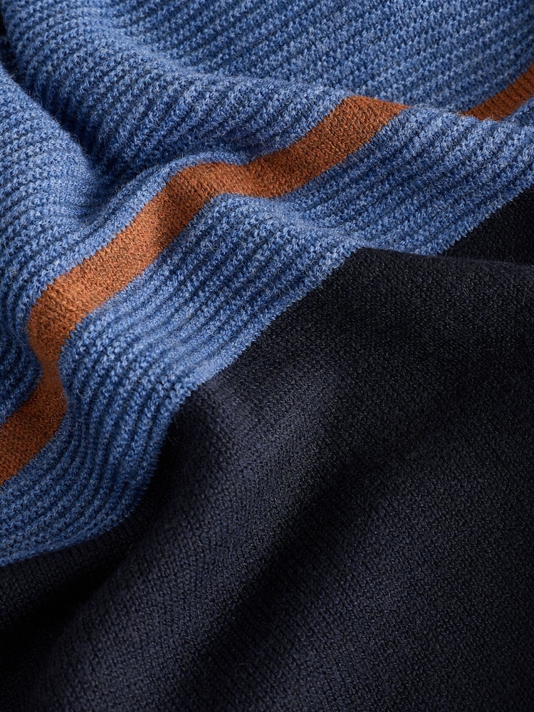 כחול כהה - Oxford Mock Shirt Colour Block Stripe Jumper - תמונה 8 מתוך 8 כחול כהה - Oxford Mock Shirt Colour Block Stripe Jumper - תמונה 8 מתוך 8