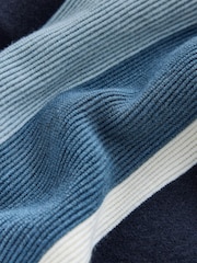 Navy Striped N. Premium Ultrasoft Smart Knitted Polo Shirt with Wool - Image 9 of 9