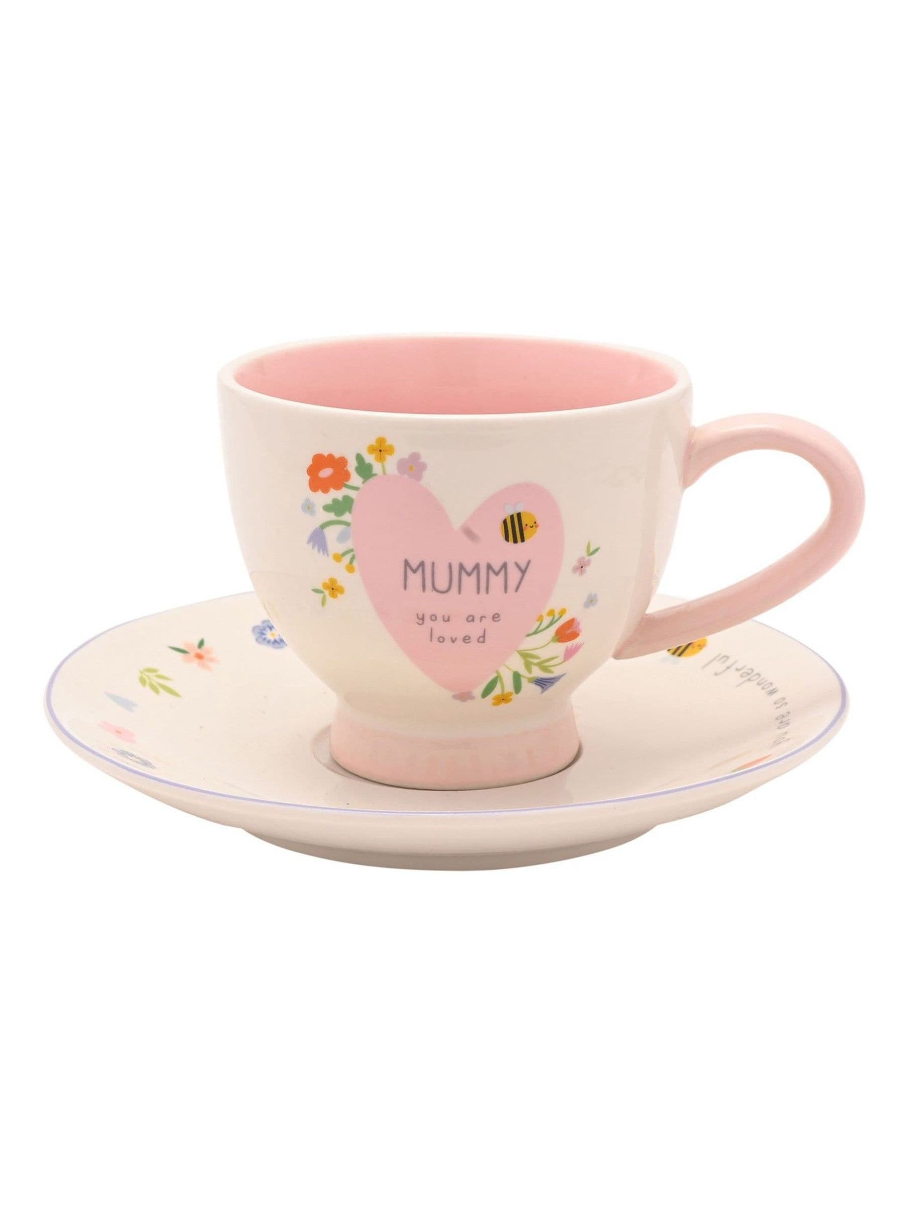 Love Life Teacup and Saucer Set - Ceramic - Blush Pink - Image 4