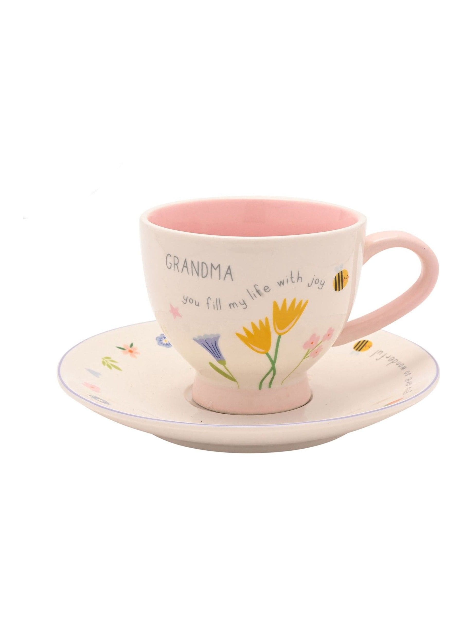 George Pink & White Love Life Cup & Saucer Set - Grandma - Image 4