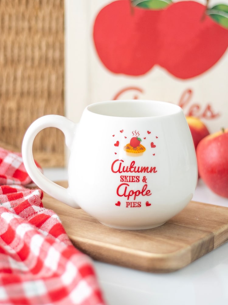Something Different White Autumn Skies & Apple Pies Rounded Mug - Image 1 of 5