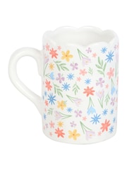 Something Different White Spring Floral Print Scalloped Mug - Image 2 of 4