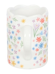 Something Different White Spring Floral Print Scalloped Mug - Image 3 of 4