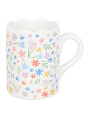 Something Different White Spring Floral Print Scalloped Mug - Image 4 of 4