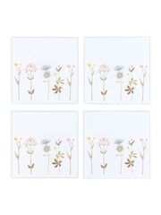 Something Different White Floral Glass Coaster Set - Image 2 of 4