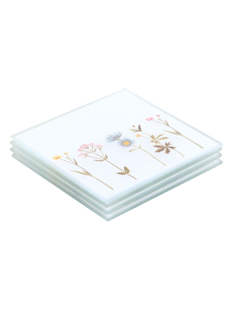 Something Different White Floral Glass Coaster Set - Image 4 of 4