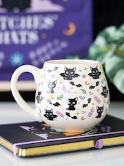 Something Different White Cute and Creepy Cat Print Rounded Mug - Image 1 of 1