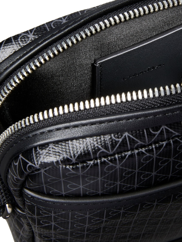 Calvin Klein Black Crossbody Coated Fabric Bag - Image 3 of 3 Calvin Klein Black Crossbody Coated Fabric Bag - Image 3 of 3