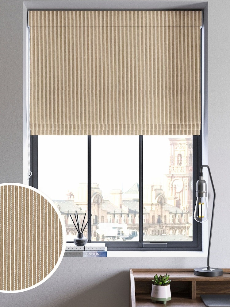 Flax Natural Coil Made to Measure Roman Blinds - Image 1 of 6