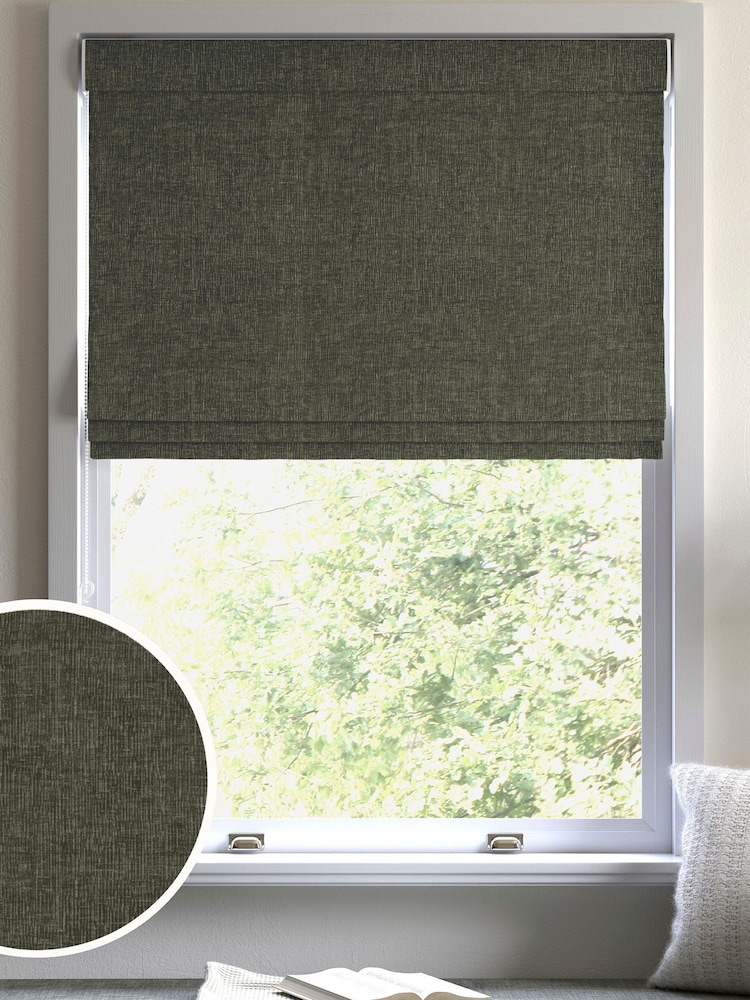 Green Plush Chenille Made to Measure Roman Blinds - Image 1 of 6 Green Plush Chenille Made to Measure Roman Blinds - Image 1 of 6